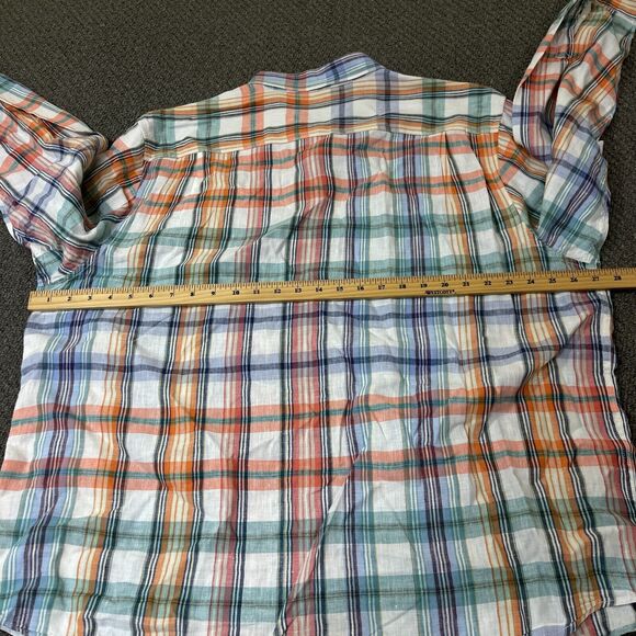 Tommy Bahama Shirt Mens Size XXL 2XL Button Front Long Sleeve Plaid Linen - Picture 9 of 11